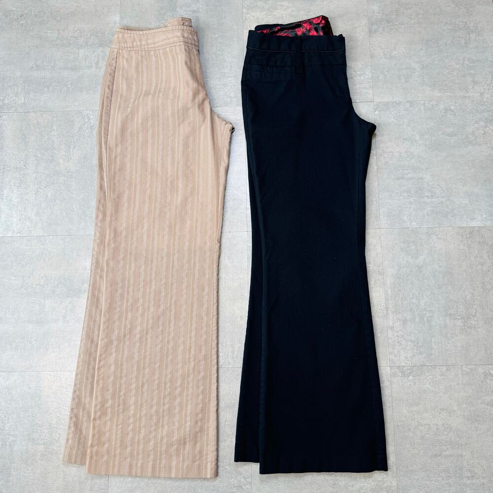 Studio Y Light Black & Tan Striped Mid Rise Dress Pants Bundle Womens Size 11/12